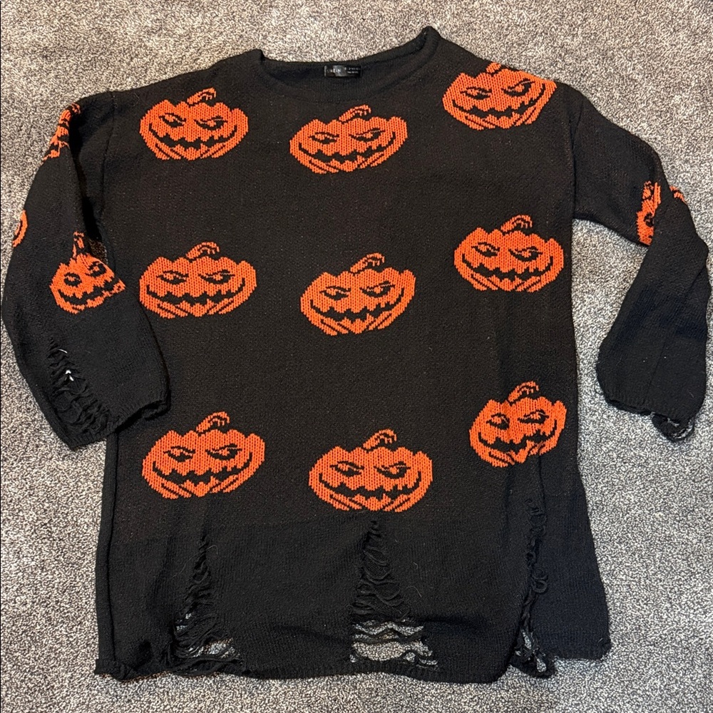 SHEIN Black and Orange Pumpkin Sweater